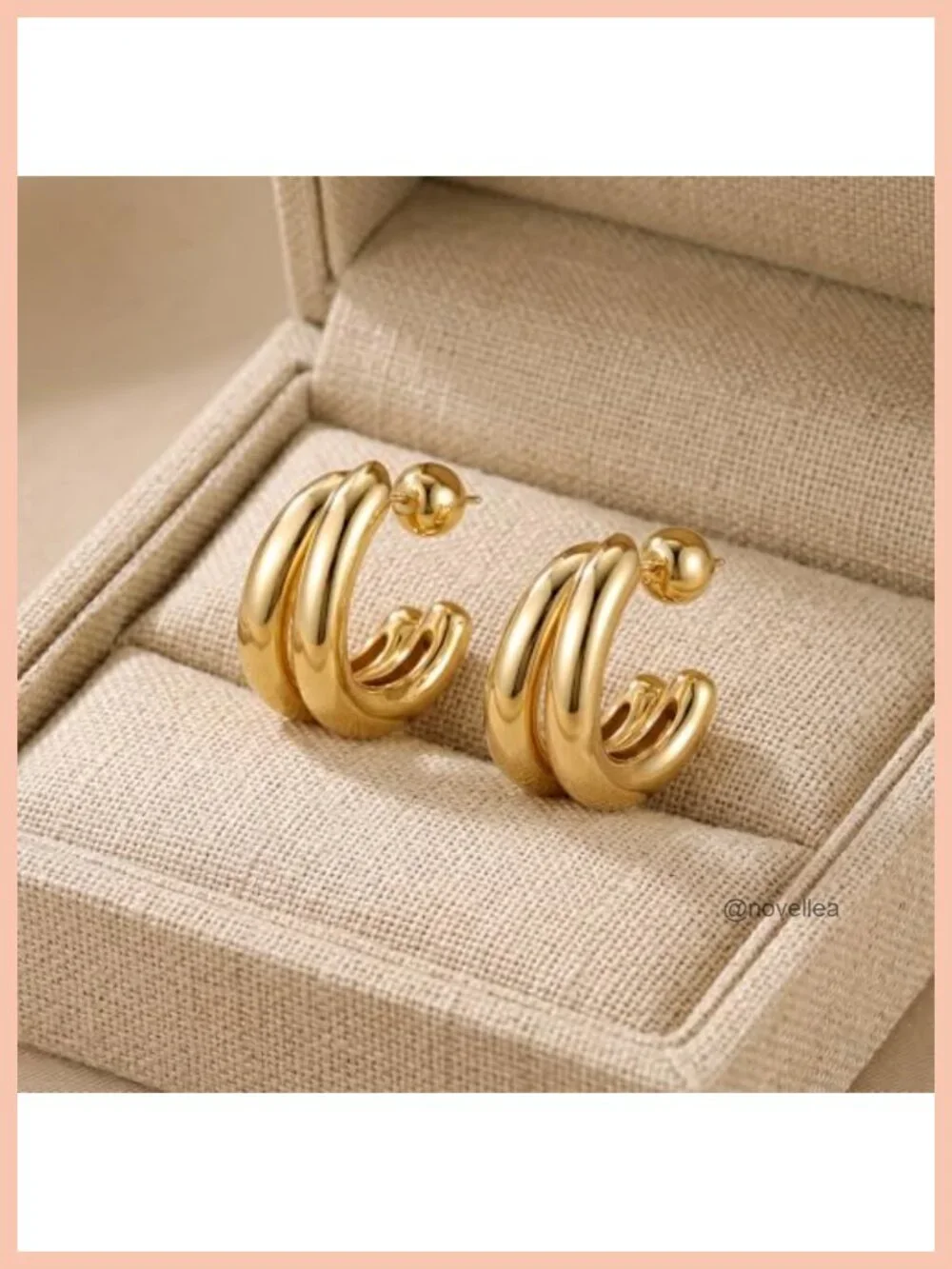 Chunky Gold Plated Triple Hoop Earrings for Women Hypoallergenic Trendy